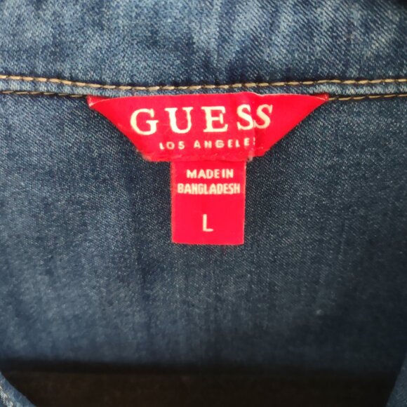 Guess stretch denim shirts - snap front jean jackets - western moto size L NWOT - Picture 11 of 11